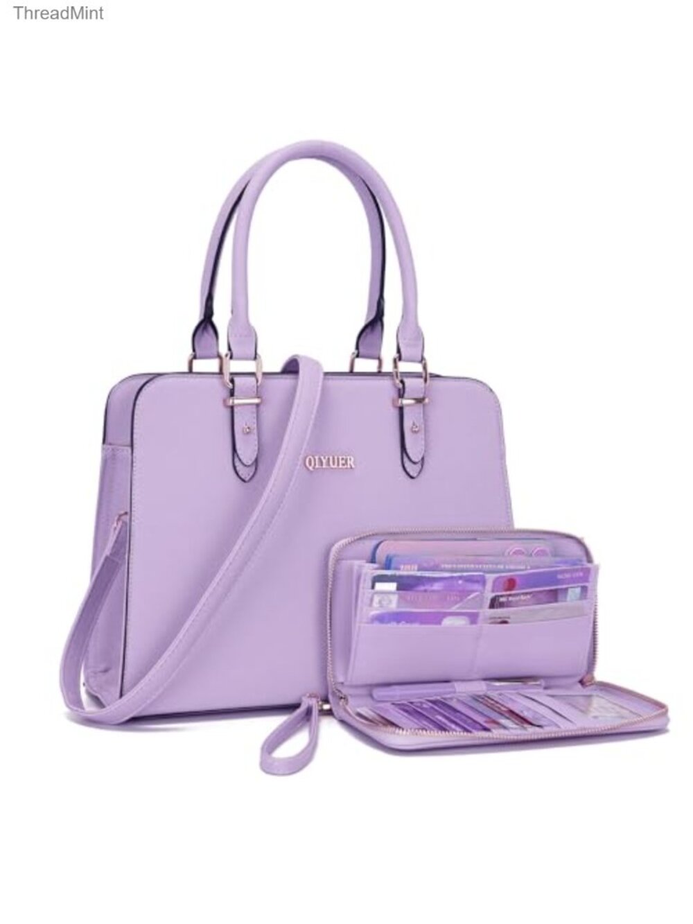Satchel Purse & Wallet Set Faux Leather Tote Handbag